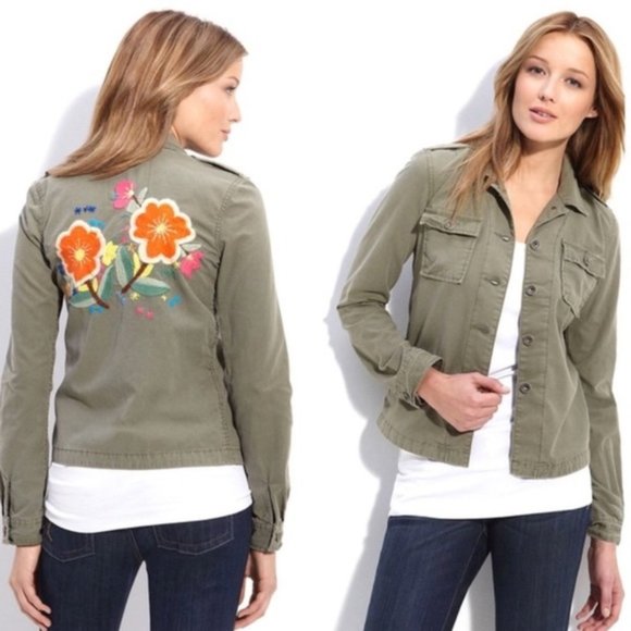 Lucky Brand Jackets & Blazers - LB FLORAL EMBROIDERY MILITARY SHIRT JACKET S